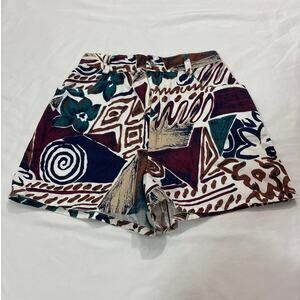 Vintage 90s A.Byer Artsy Geometric Abstract Retro High Waisted Shorts 24 Funky